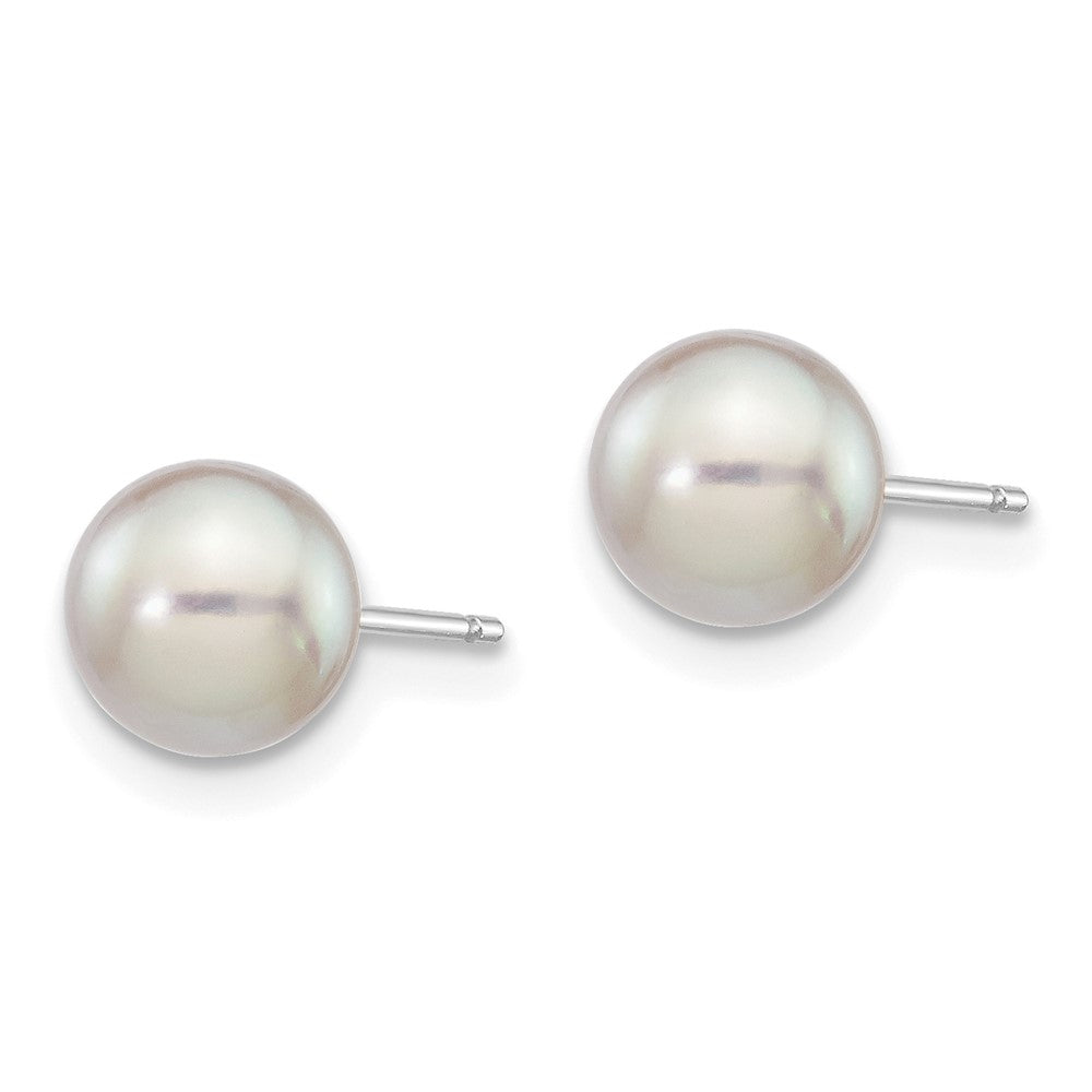 14K White Gold 6 7mm Grey Round Akoya Saltwater Cultured Pearl Post Earrings