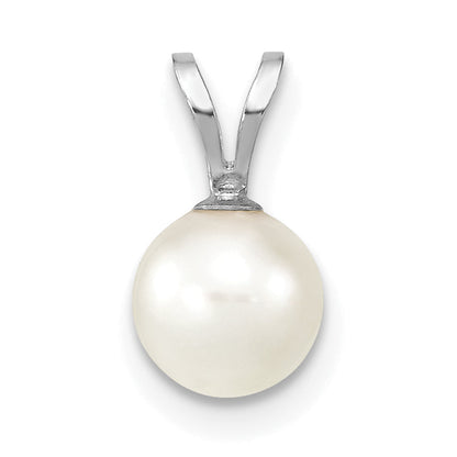 14k White Gold 14k White Gold 6-7mm White Round Akoya Saltwater Cultured Pendant