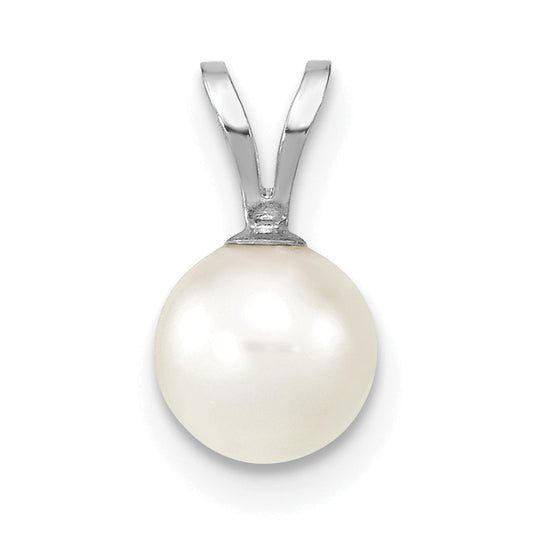 14k White Gold 14k White Gold 6-7mm White Round Akoya Saltwater Cultured Pendant
