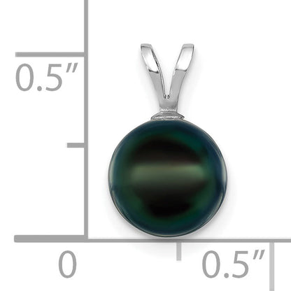 14k White Gold 14k White Gold 8-9mm Round Black Akoya Saltwater Cultured Pendant