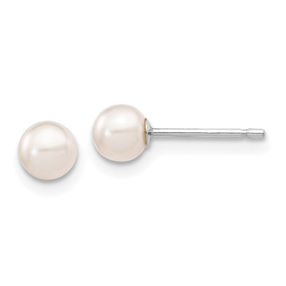 14K White Gold 4 5mm Round Akoya Saltwater Cultured Pearl Post Earrings