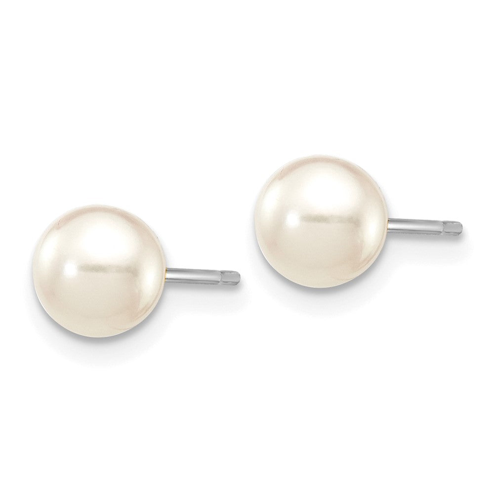 14K White Gold 5 6mm Round Akoya Saltwater Cultured Pearl Post Earrings