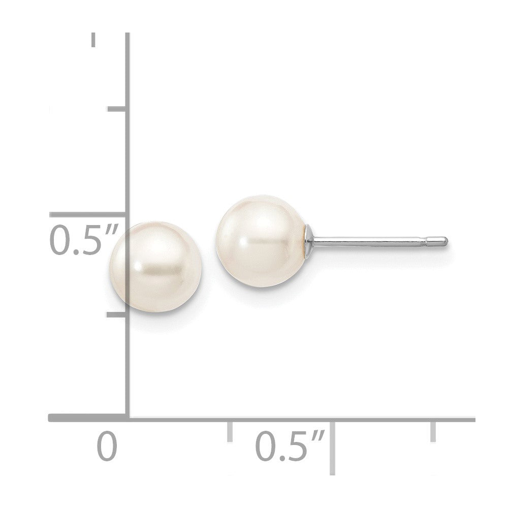 14K White Gold 5 6mm Round Akoya Saltwater Cultured Pearl Post Earrings