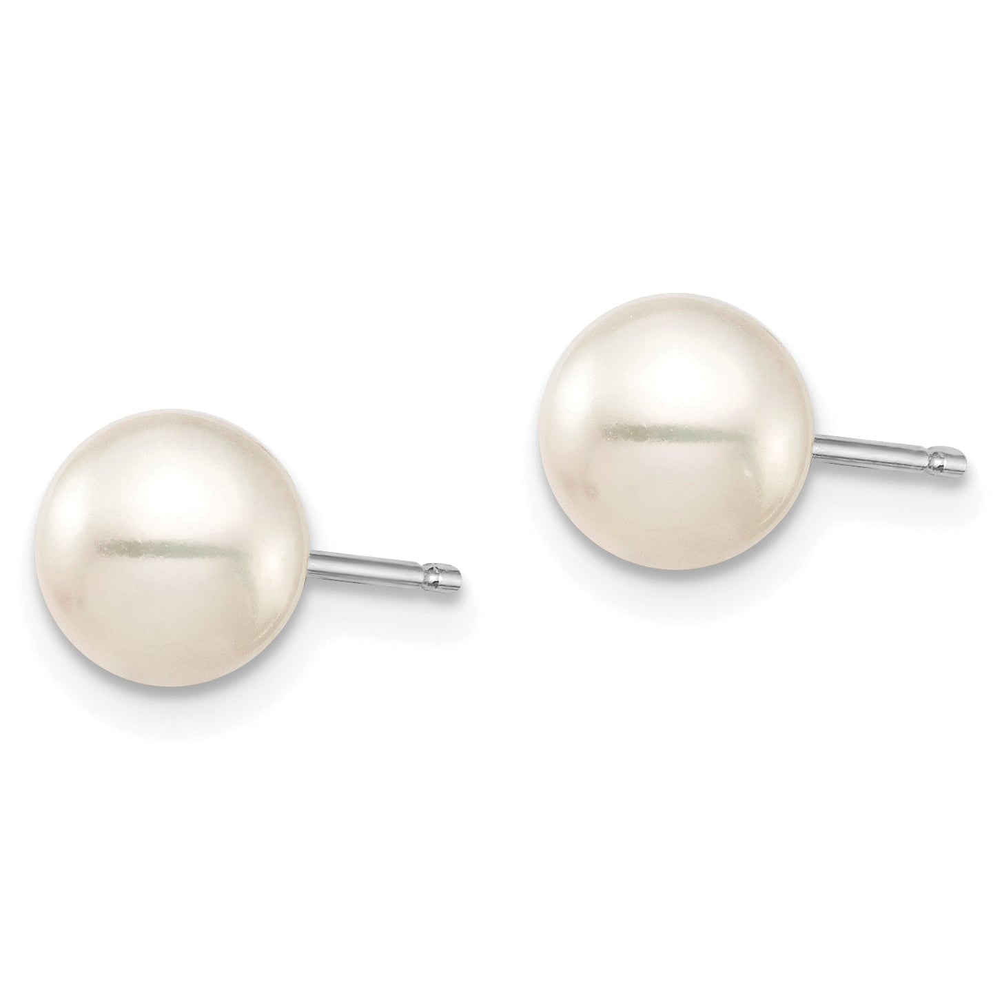 14K White Gold 6 7mm Black And Round Freshwater Cultured Pearl 2 Pair Stud Post Earrings Set