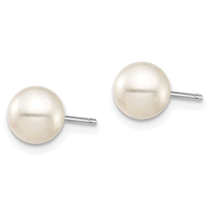 14K White Gold 6 7mm Black And Round Freshwater Cultured Pearl 2 Pair Stud Post Earrings Set