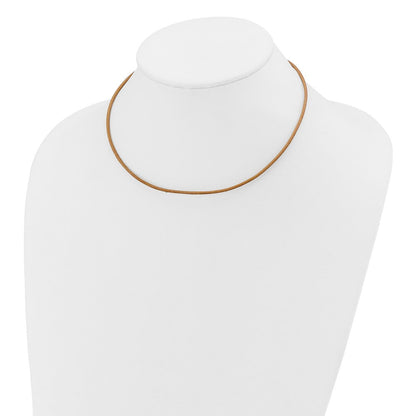 14K Yellow Gold 2mm 16in Natural Leather Cord Necklace