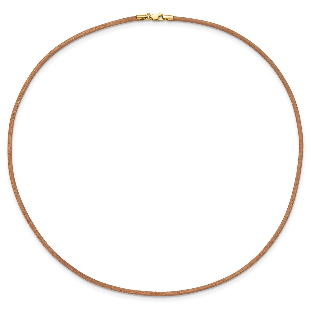 14K Yellow Gold 2mm 16in Natural Leather Cord Necklace