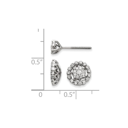 14K White Gold Small Flower and Jacket Diamond Post Earrings