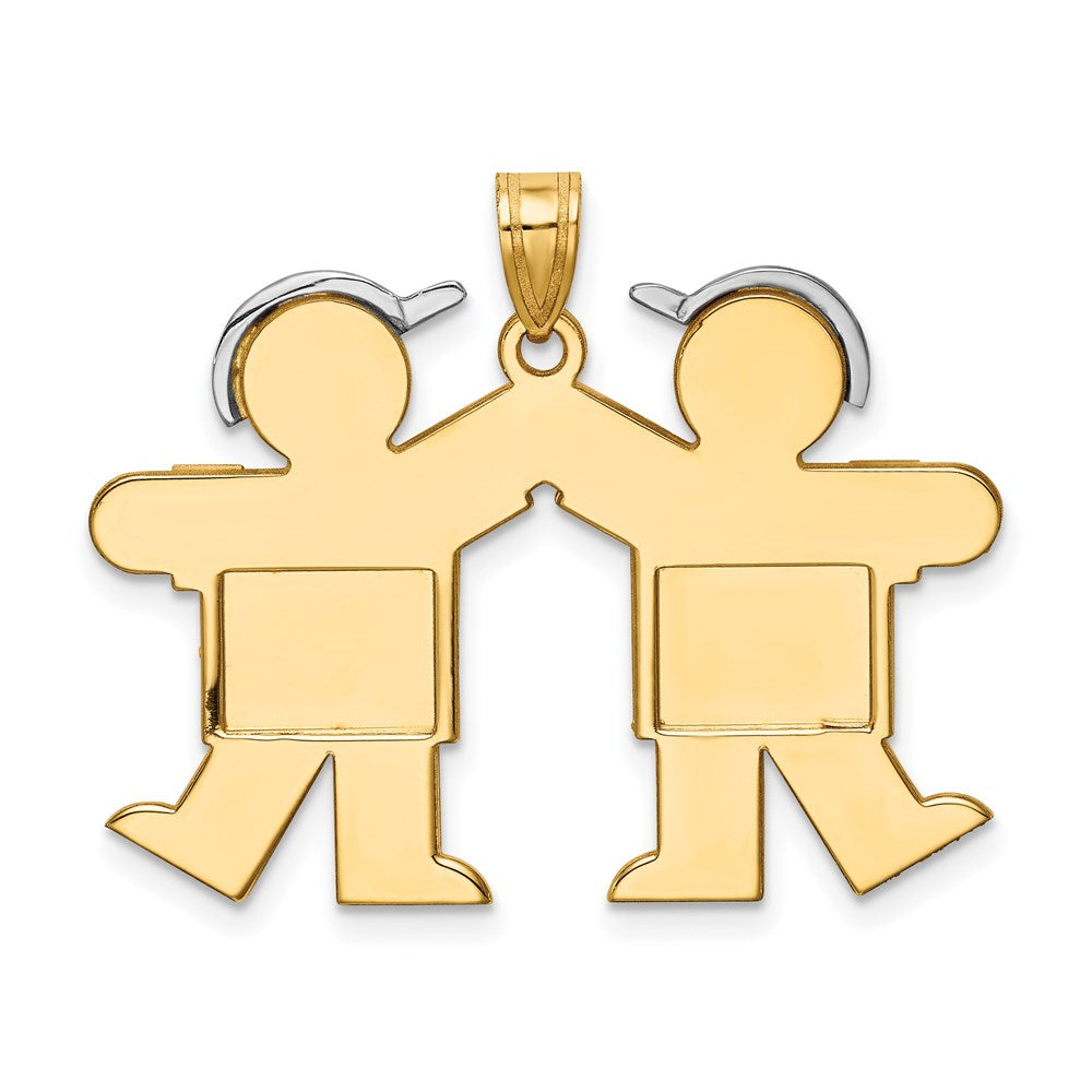 14k Two-tone 14k Two-Tone Large Double Boys Engravable Charm