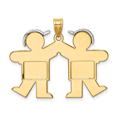 14k Two-tone 14k Two-Tone Large Double Boys Engravable Charm
