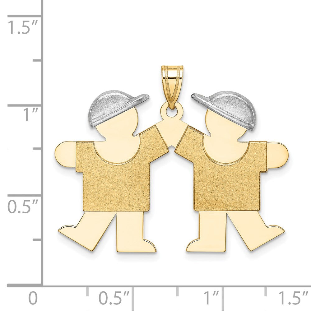 14k Two-tone 14k Two-Tone Large Double Boys Engravable Charm