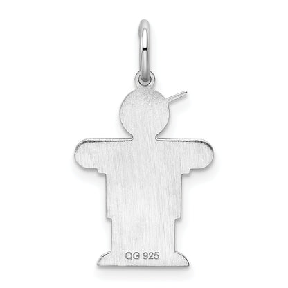 Sterling Silver Rhodium Plated Hugs Kid Charm