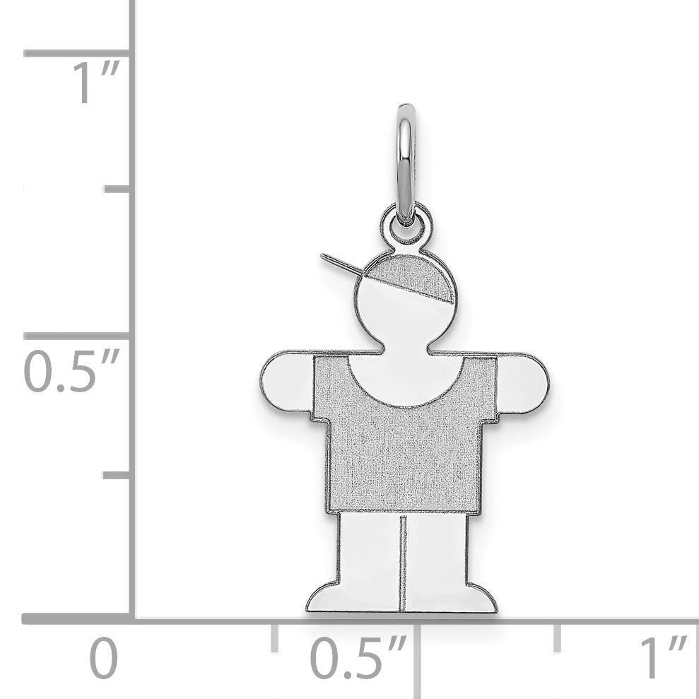 Sterling Silver Rhodium Plated Hugs Kid Charm