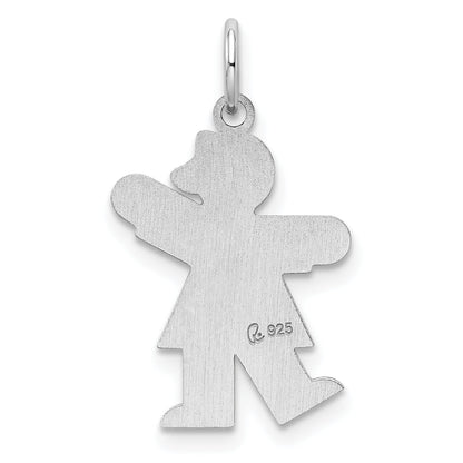 Sterling Silver Rhodium Plated Kiss Kid Charm