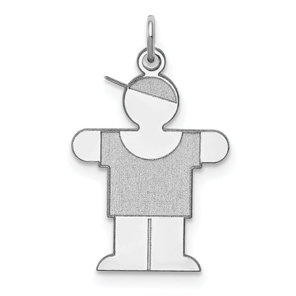 Sterling Silver Rhodium Plated Hugs Kid Charm