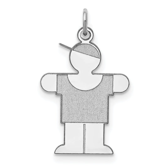 Sterling Silver Rhodium Plated Hugs Kid Charm