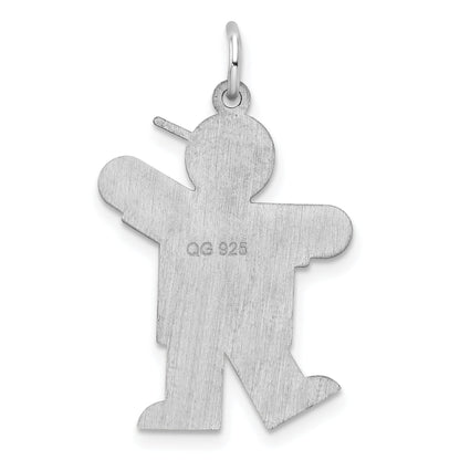 Sterling Silver Rhodium Plated Kiss Kid Charm