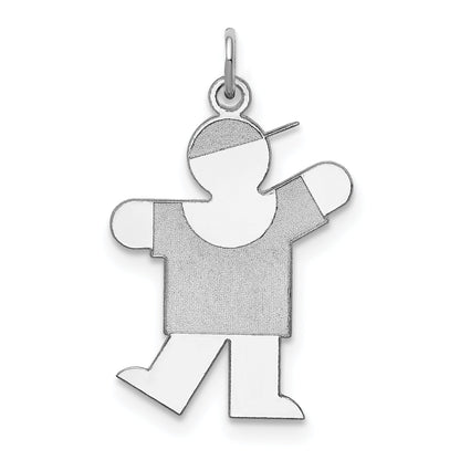 Sterling Silver Rhodium Plated Kiss Kid Charm