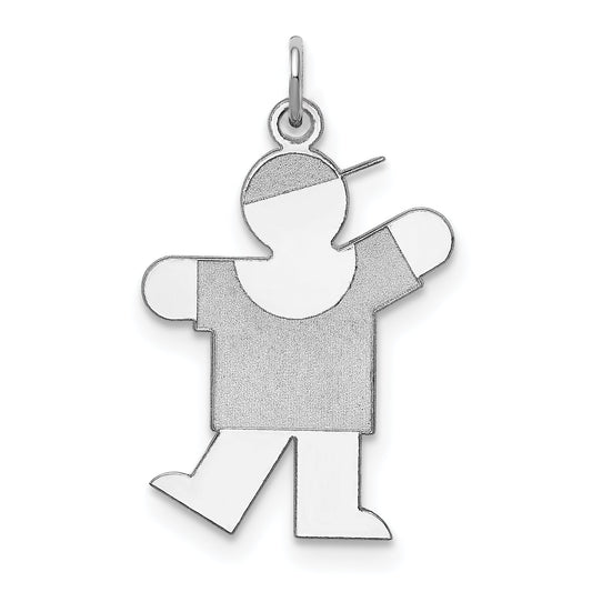 Sterling Silver Rhodium Plated Kiss Kid Charm
