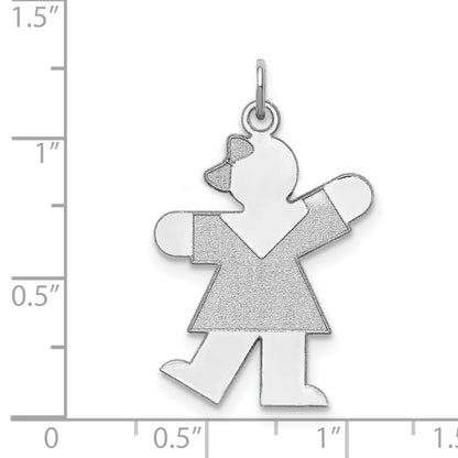 Sterling Silver Rhodium Plated Kiss Kid Charm