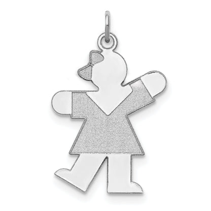 Sterling Silver Rhodium Plated Kiss Kid Charm