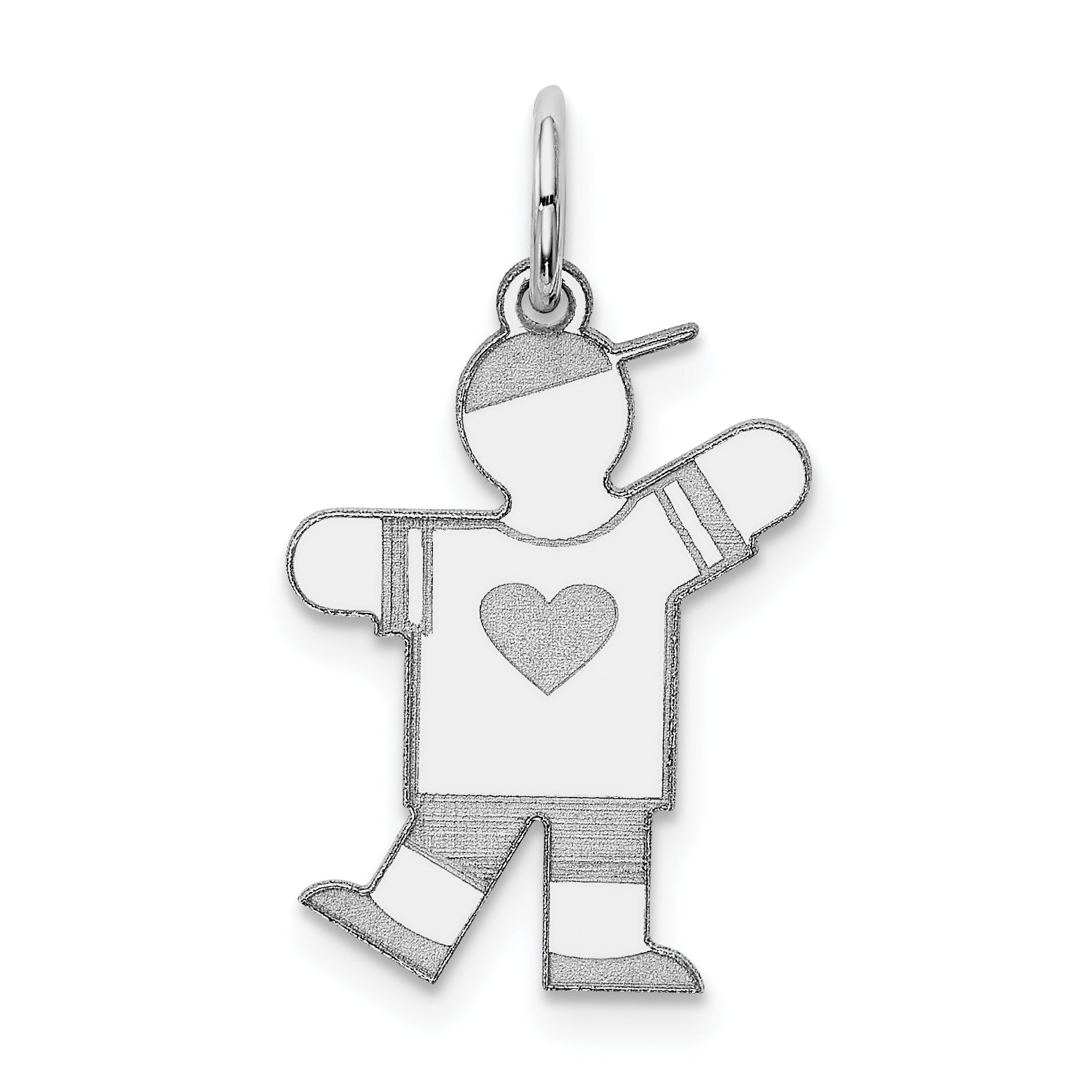 Sterling Silver Rhodium Plated Kid Charm
