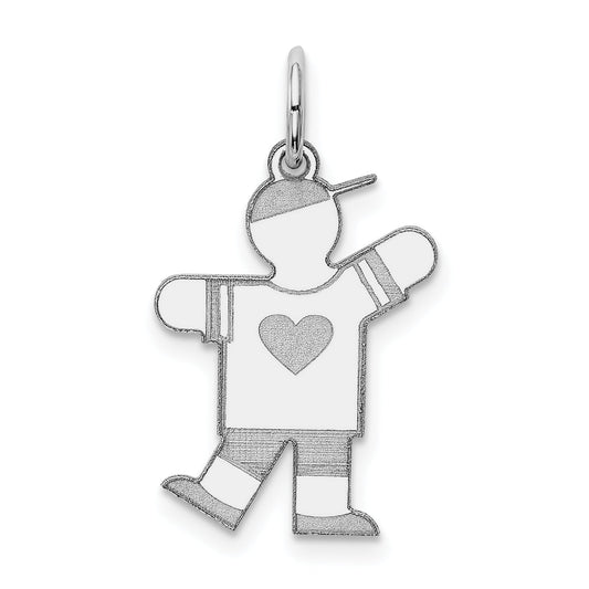 Sterling Silver Rhodium Plated Kid Charm