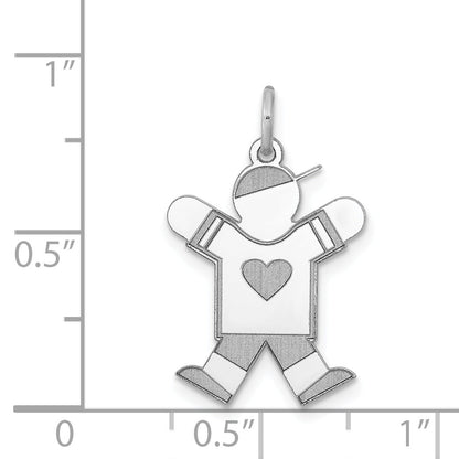 Sterling Silver Rhodium Plated Kid Charm