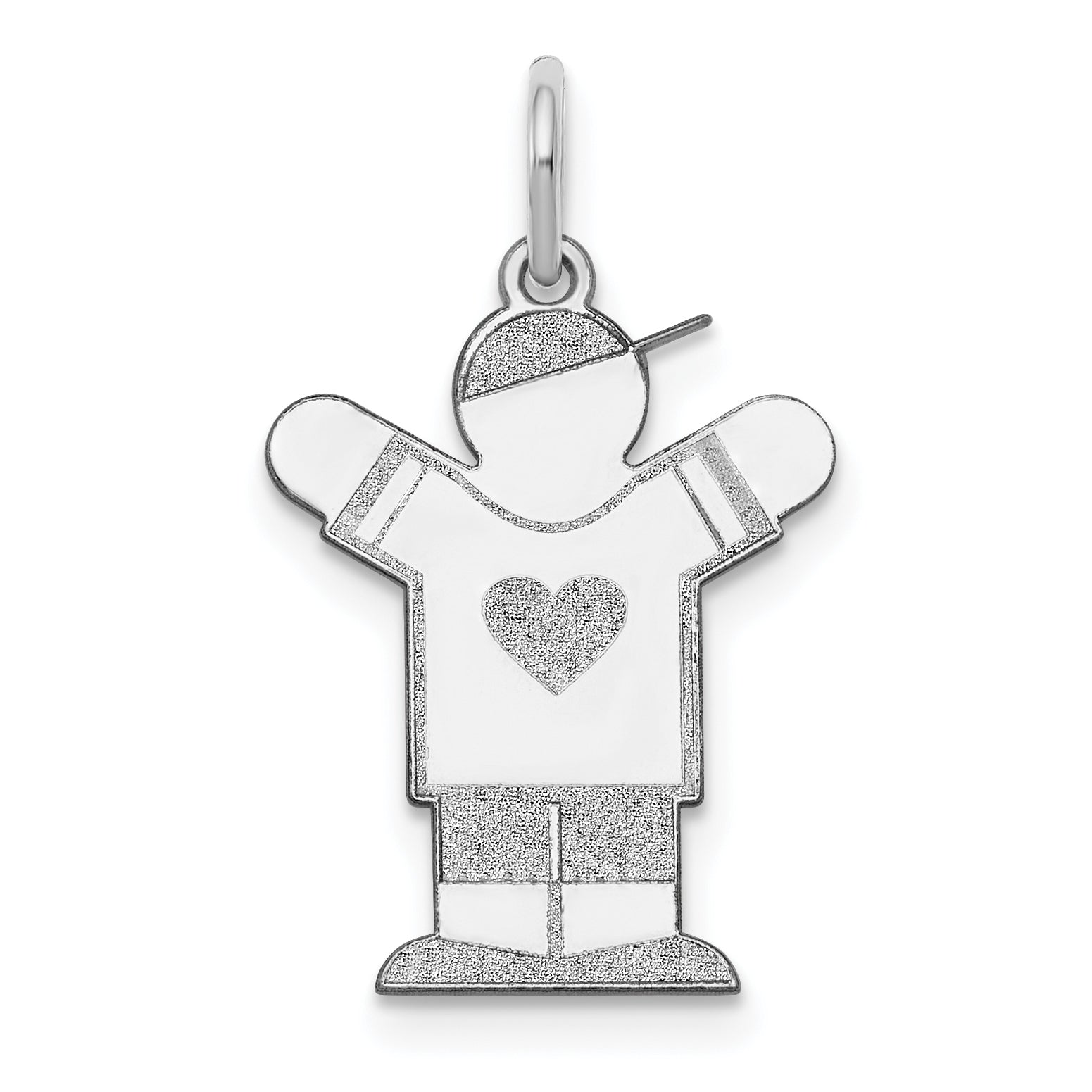 Sterling Silver Rhodium Plated Kid Charm