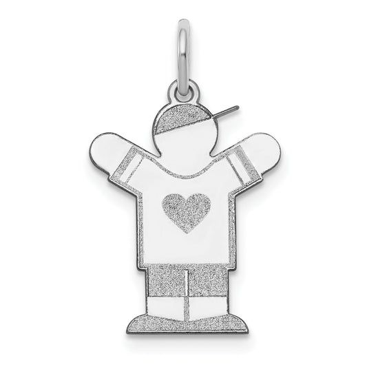 Sterling Silver Rhodium Plated Kid Charm