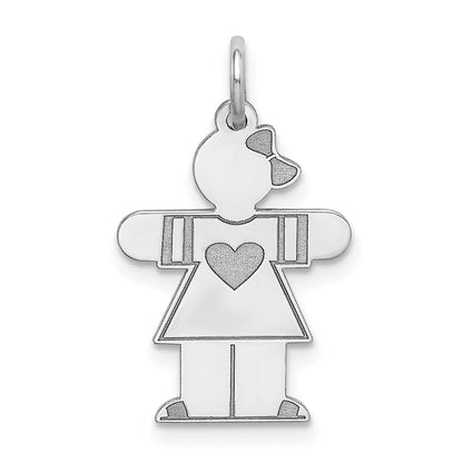 Sterling Silver Rhodium Plated Kid Charm