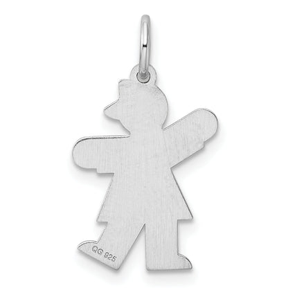 Sterling Silver Rhodium Plated Kid Charm