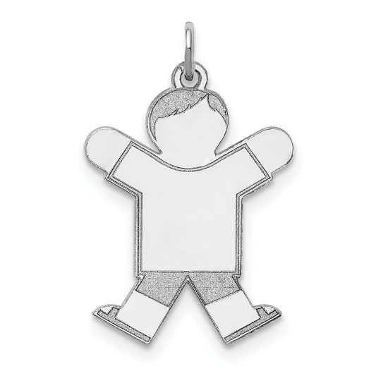 Sterling Silver Rhodium Plated Kid Charm