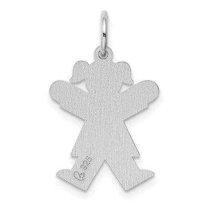 Sterling Silver Rhodium Plated Kid Charm