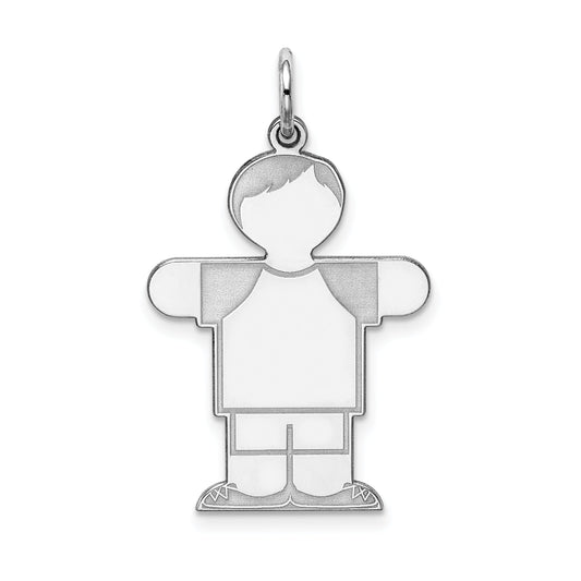 Sterling Silver Rhodium Plated Kid Charm