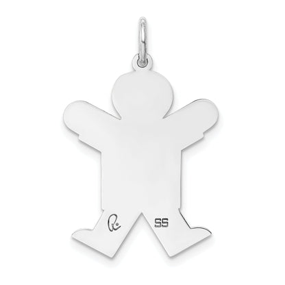 Sterling Silver Rhodium Plated Kid Charm