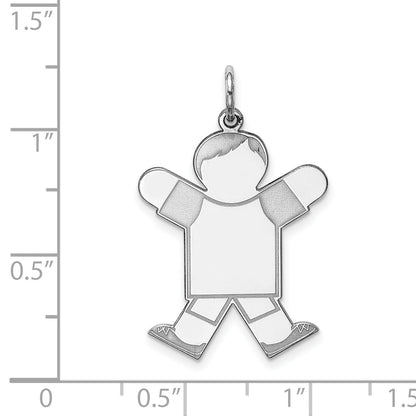Sterling Silver Rhodium Plated Kid Charm