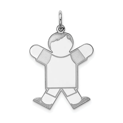 Sterling Silver Rhodium Plated Kid Charm