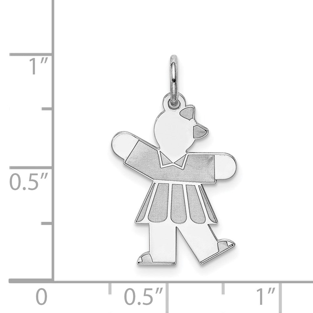 Sterling Silver Rhodium Plated Kid Charm