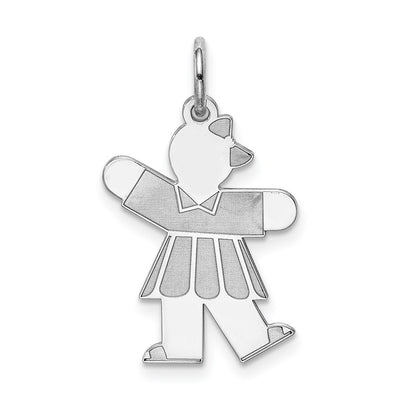 Sterling Silver Rhodium Plated Kid Charm