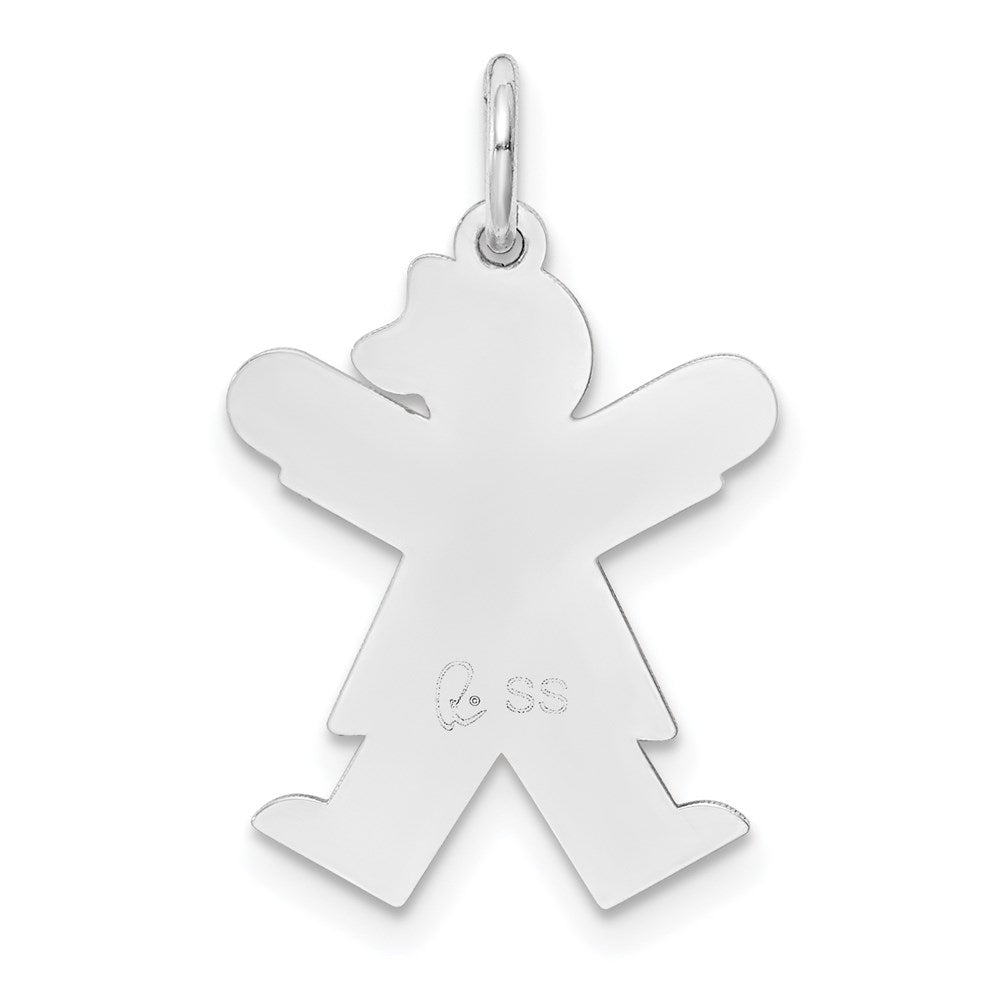 Sterling Silver Rhodium Plated Kid Charm