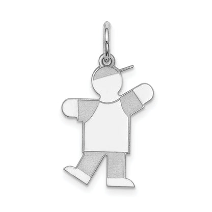 Sterling Silver Rhodium Plated Kid Charm