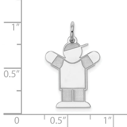 Sterling Silver Rhodium Plated Kid Charm