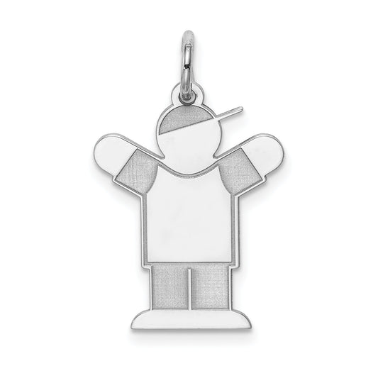 Sterling Silver Rhodium Plated Kid Charm