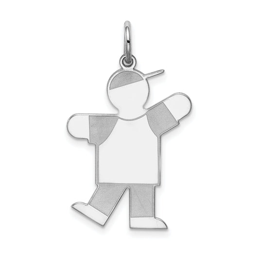 Sterling Silver Rhodium Plated Kid Charm