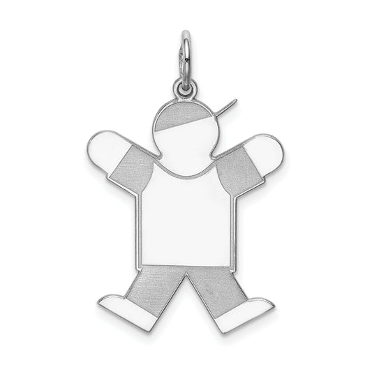 Sterling Silver Rhodium Plated Kid Charm
