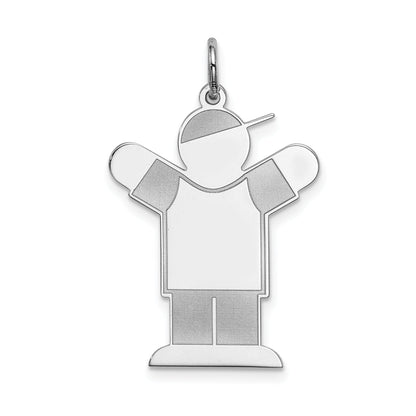 Sterling Silver Rhodium Plated Kid Charm