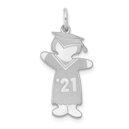 Sterling Silver Rhodium Plated Class Of 2021 Girl Cuddle Charm