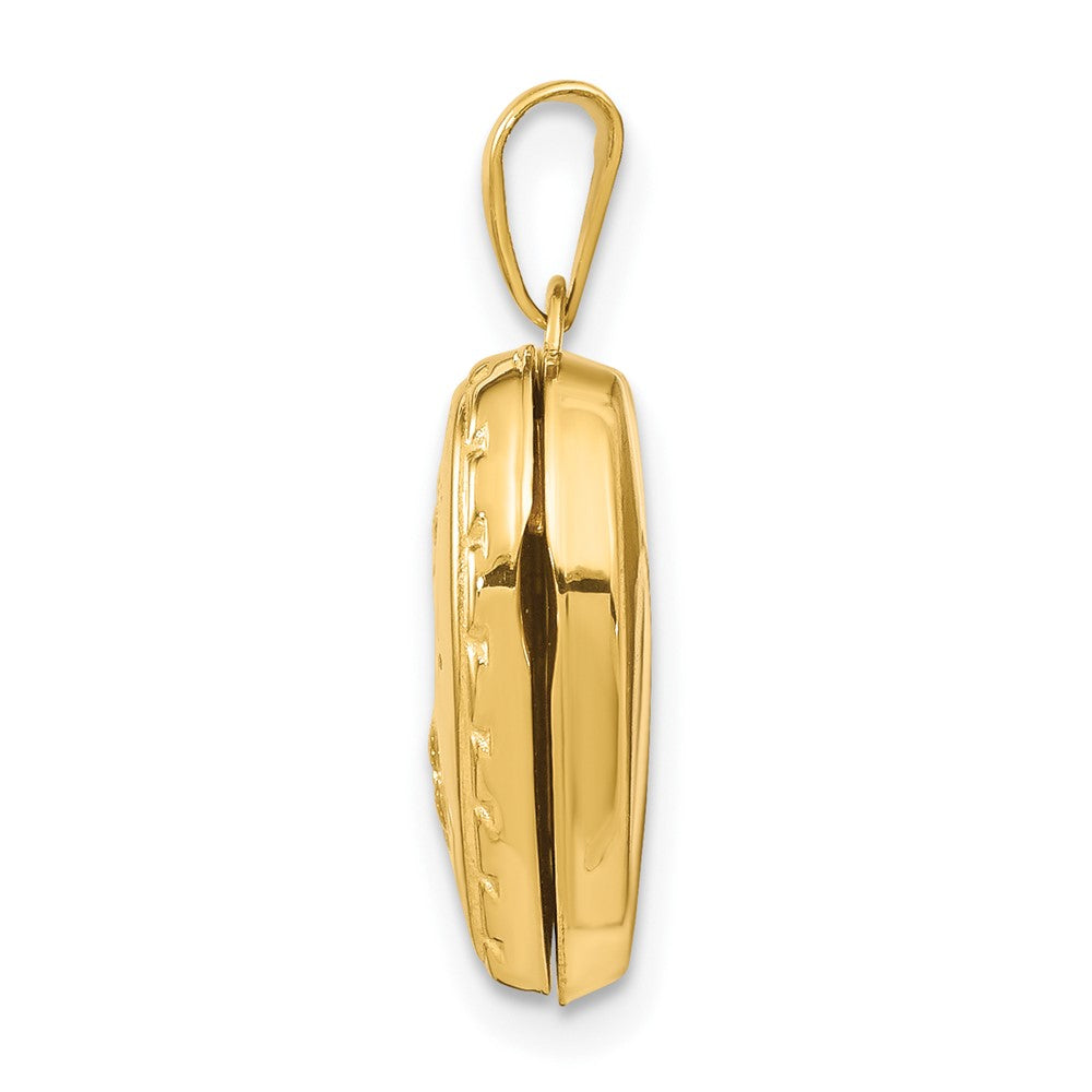 14K Yellow Gold 15mm Floral Heart Locket
