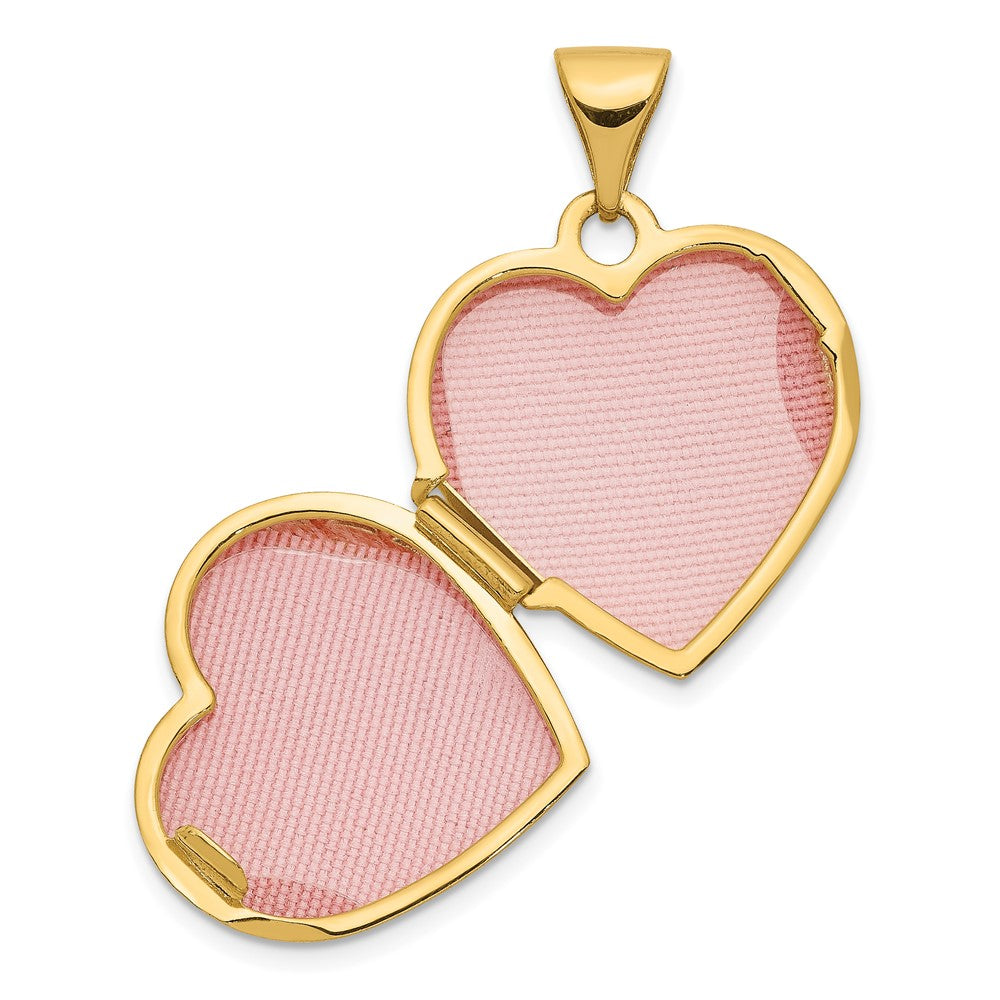 14K Yellow Gold 15mm Floral Heart Locket